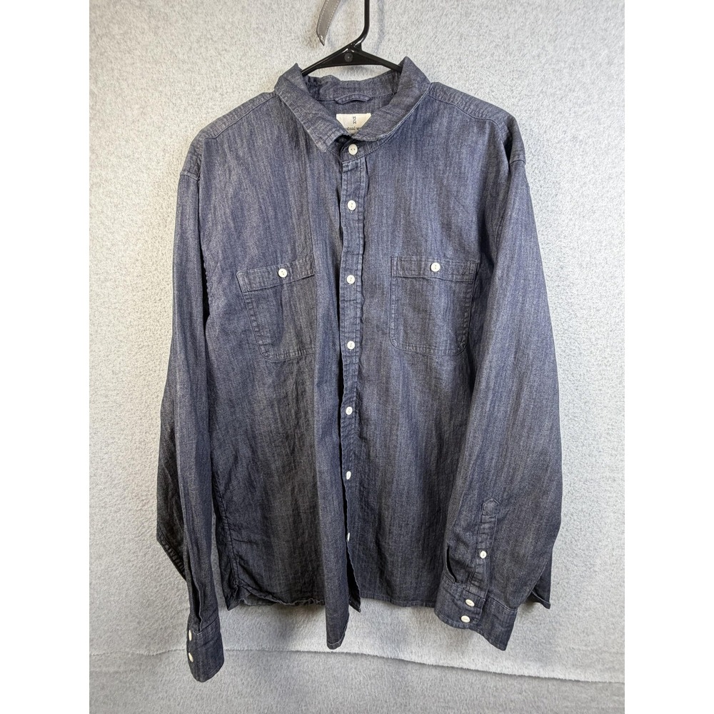 Mutual Weave Shirt Mens XL Blue Chambray Button Up Long Sleeve Casual Denim